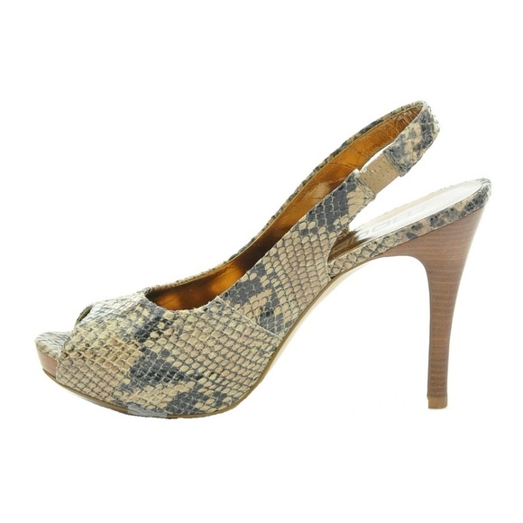 MODA SPANA SNAKE STAMPED PEEP TOE HEELS 7.5